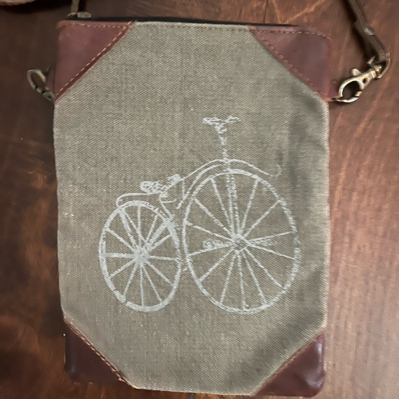 Cute Bicycle Print Canvas Crossbody Purse - Picture 2 of 6